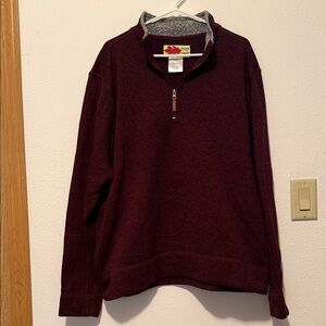 Men's Quarter-Zip Sweater Pullover - Deep Wine